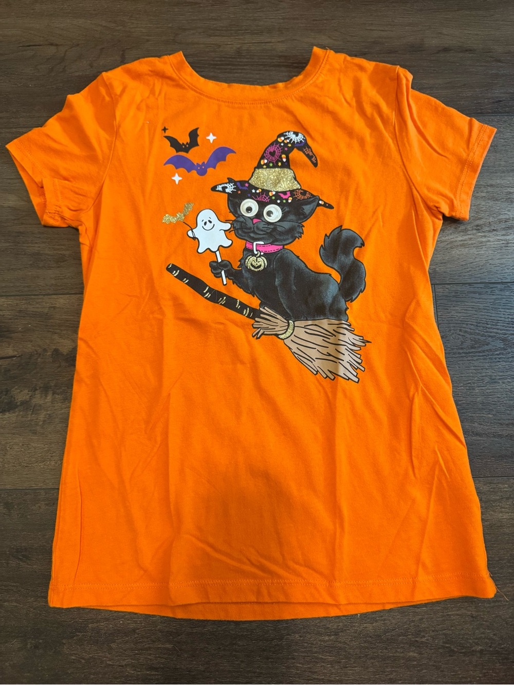 Girls Halloween shirt size 10/12 black cat